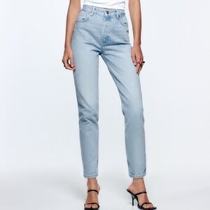 ZARA Mom Fit Stretch Jeans in Light Blue